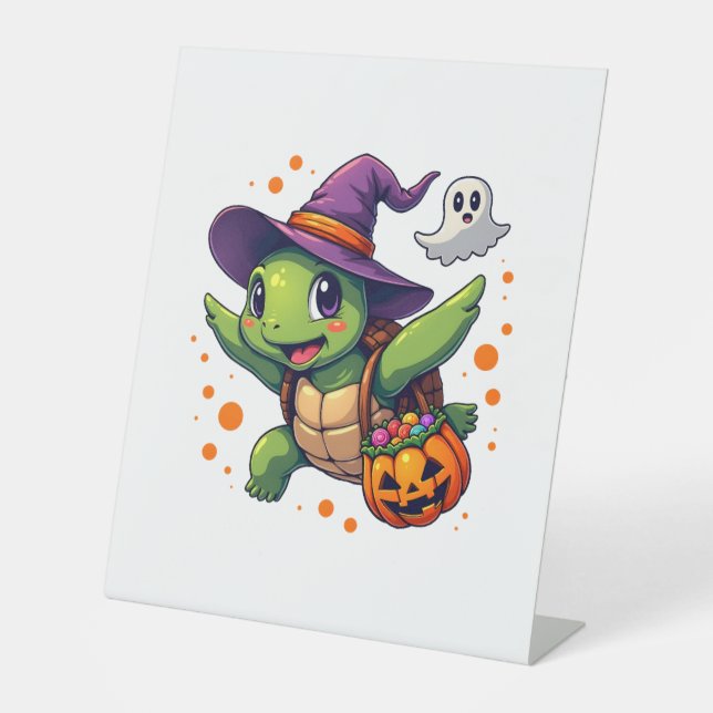 Halloween Turtle Tortoise Costume Men Women Kids B Pedestal Sign (Front)