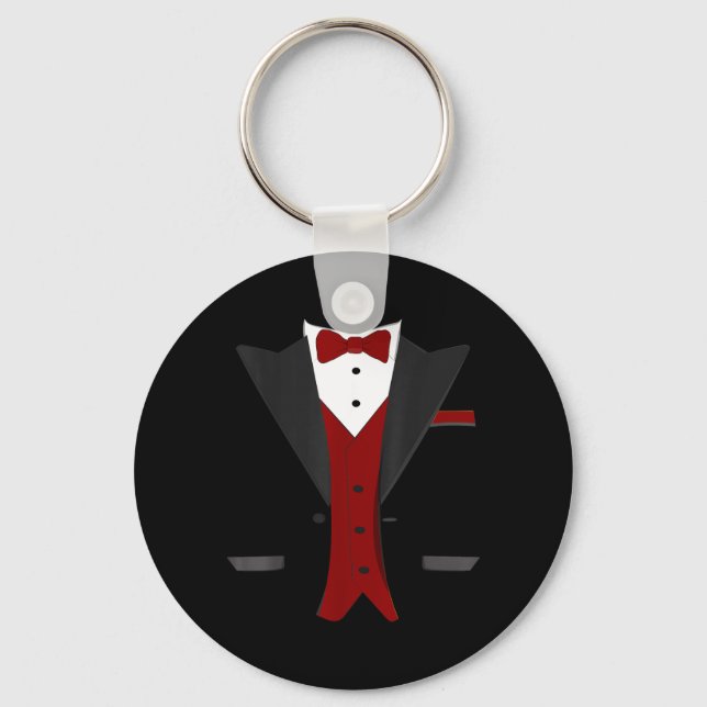 Halloween Tuxedo Costume - Funny Suit Wedding Key Ring (Front)