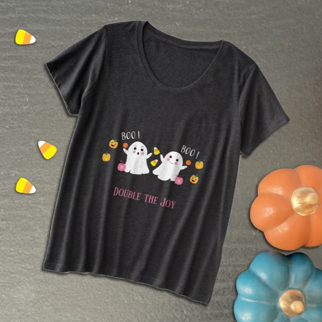 Halloween Twin Mum-to-Be T-Shirt | Ghosts Plus Size T-Shirt (Creator Uploaded)