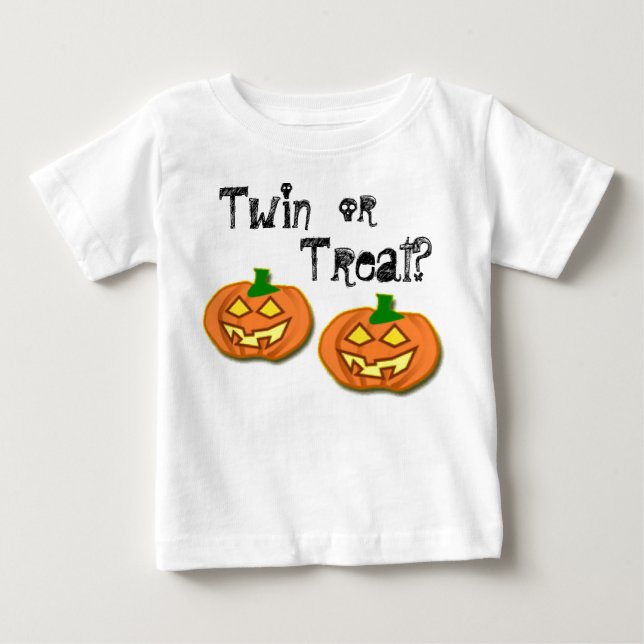 Halloween Twin or Treat pumpkin tee (Front)