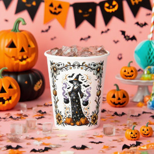 Halloween Twins Baby Shower Pregnant Witch Paper Cups