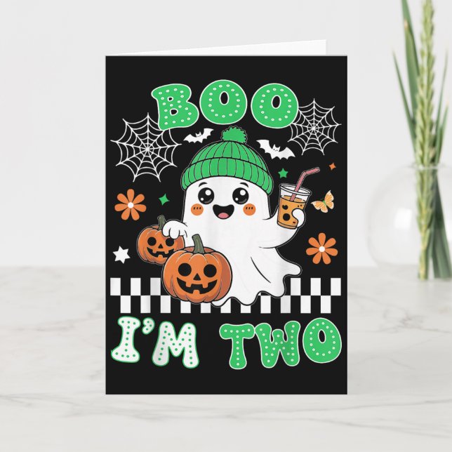 Halloween Two Birthday Boo Im Two Groovy Birthday  Card (Front)