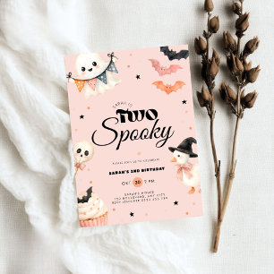 Halloween Two Spooky 2nd Birthday Invitation Pink