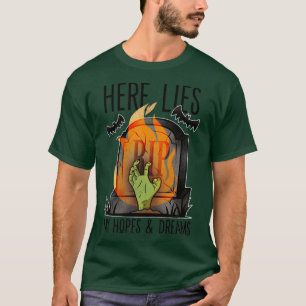 Halloween Undead Grave Tombstone Here Lies My Hope T-Shirt