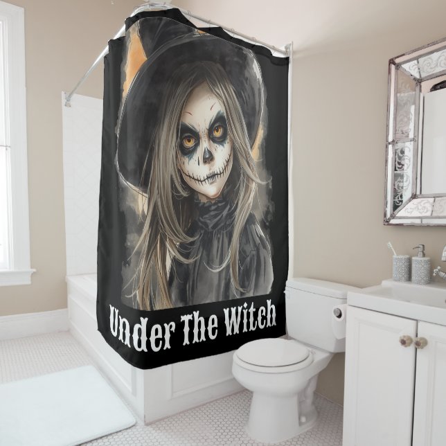 Halloween, Under the Witch Hat, Spooky Creepy  Shower Curtain (In Situ)