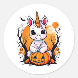 Halloween Unicorn Classic Round Sticker