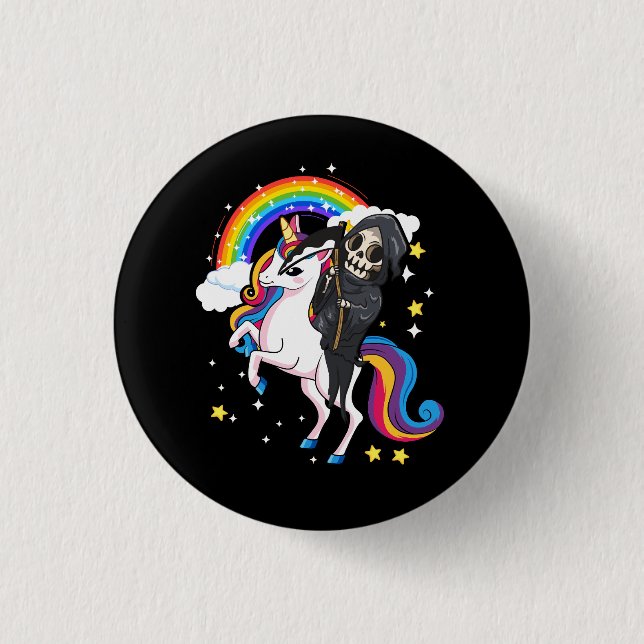 Halloween Unicorn Costume Cute Grim Reaper Riding  3 Cm Round Badge (Front)