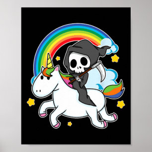 Halloween Unicorn Costume Grim Reaper Riding Unico Poster