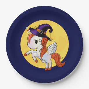 Halloween Unicorn Pegasus Witch Paper Plate