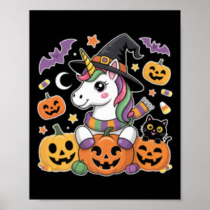 Halloween Unicorn Pumpkin Cat Kids Cute Costume Sh Poster