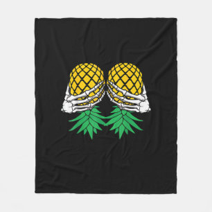 Halloween Upside Down Pineapple Swinger Skeleton Fleece Blanket