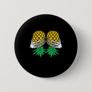 Halloween Upside Down Pineapple Swinger Skeleton H 6 Cm Round Badge