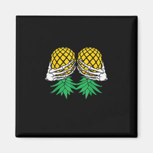 Halloween Upside Down Pineapple Swinger Skeleton H Magnet