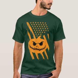 Halloween Us Pumpkin United States Stars And Strip T-Shirt