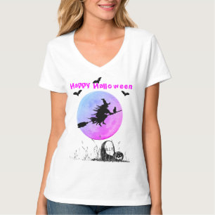 Halloween V-Neck White T-Shirt
