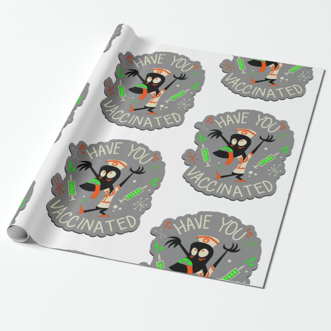 halloween vaccine nurse monster creepy covid wrapping paper (Unrolled)