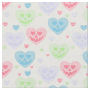 halloween valentine pastel goth creepy hearts fabric