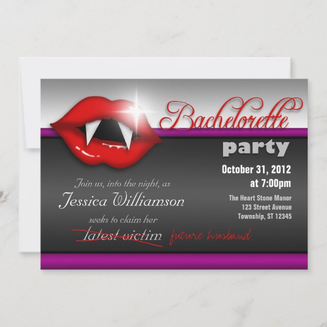 Halloween Vampire Bachelorette Party Invitations (Front)