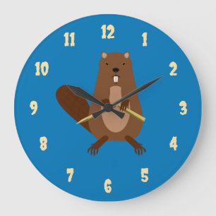 Halloween Vampire Beaver Large Clock