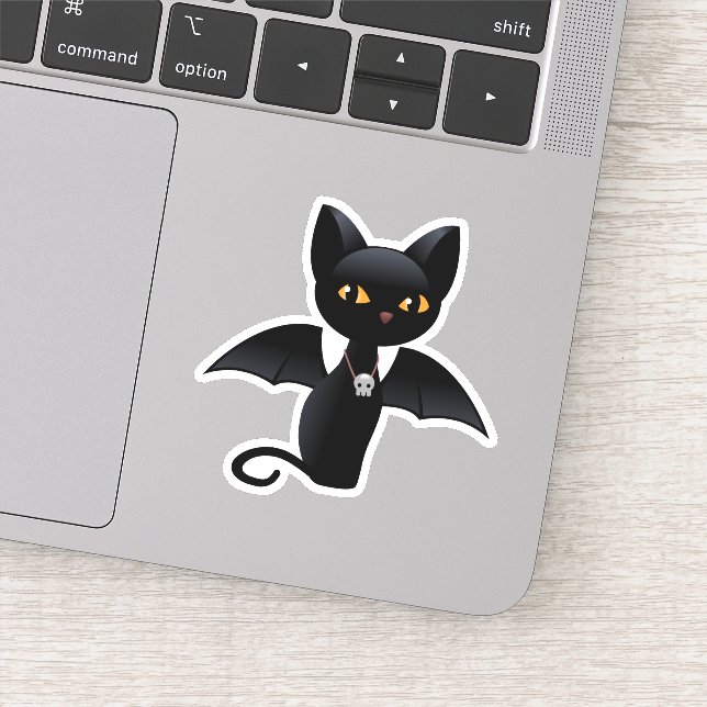 Halloween Vampire Black Cat with Wings (Detail)