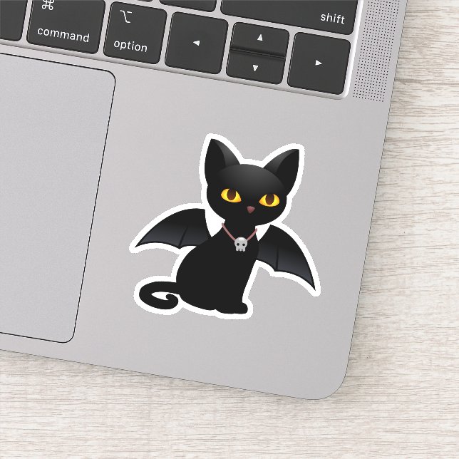Halloween Vampire Black Cat with Wings Sticker (Detail)