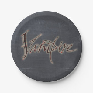 Halloween Vampire Black Grey Blood Red Glow Adult Paper Plate