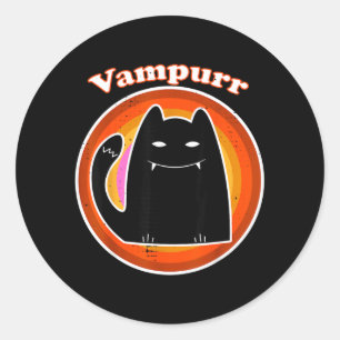 Halloween Vampire Black Kitten Dracula Vampurr Cat Classic Round Sticker
