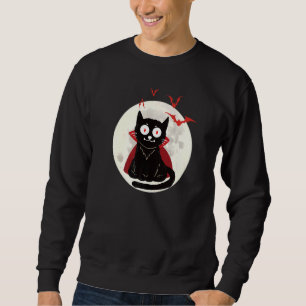 Halloween Vampire Cat Full Moon Bats Halloween Ani Sweatshirt