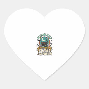Halloween Vampire Cat Midnight Mischief Heart Sticker
