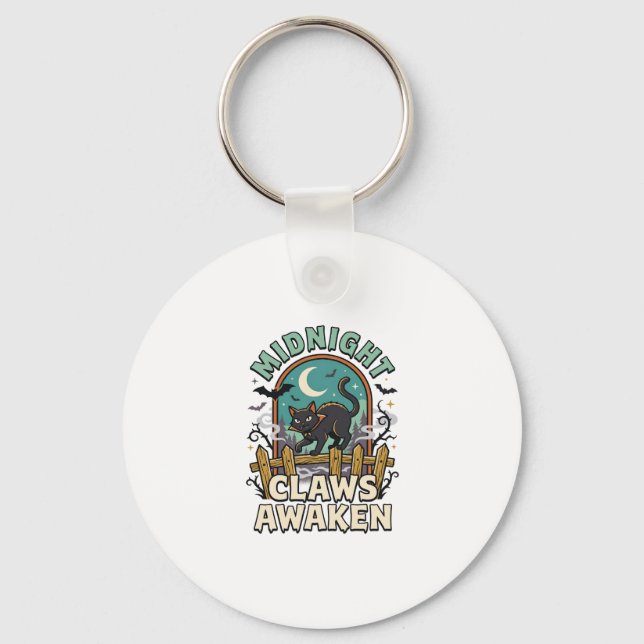 Halloween Vampire Cat Midnight Mischief Key Ring (Front)