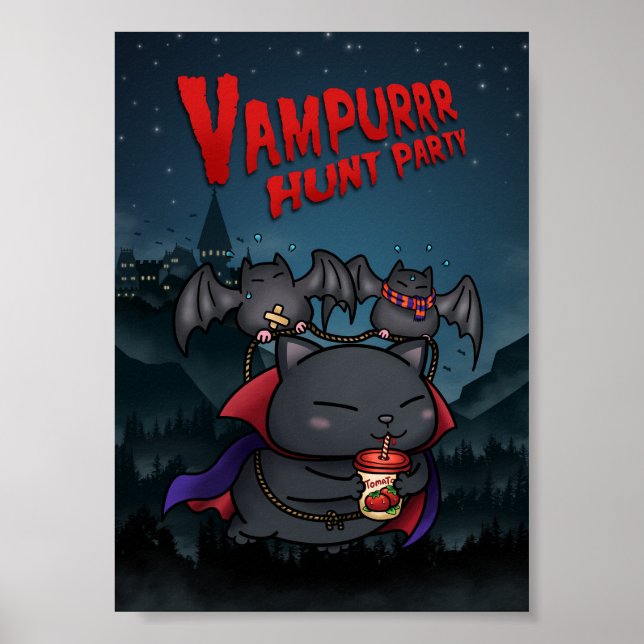 Halloween Vampire Cat Vampurr Poster (Front)