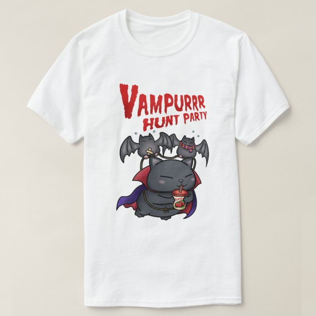 Halloween Vampire Cat Vampurr T-Shirt (Design Front)