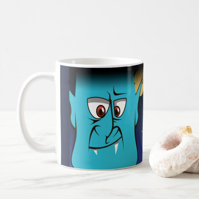 Halloween Vampire  Coffee Mug, Cup (With Donut)