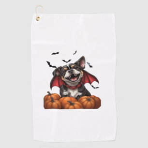 Halloween Vampire Dog with Pumpkins Classic T-Shir Golf Towel