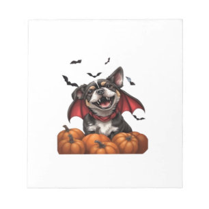 Halloween Vampire Dog with Pumpkins Classic T-Shir Notepad