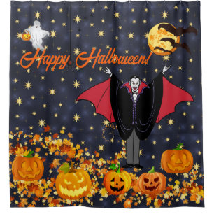 Halloween Vampire Ghost Pumpkins Personalise Shower Curtain