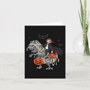 Halloween Vampire Riding T Rex Boys Girls Kids Card