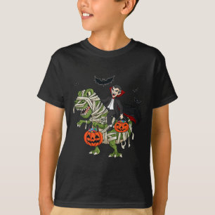 Halloween Vampire Riding T Rex Fun Boys Girls Kids T-Shirt