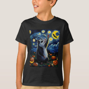 Halloween Van Gogh' Starry Night Opossum Pumpkins  T-Shirt