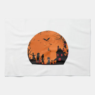 halloween vector tea towel