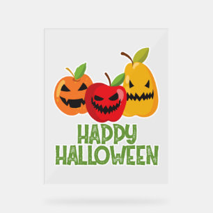 Halloween Vegan Happy Halloween Pumpkin Vegetarian Acrylic Sign