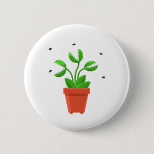 halloween venus fly trap 6 cm round badge