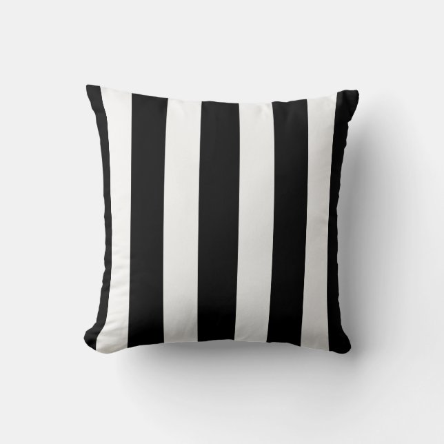 Halloween Vertical White & Black Stripes Cushion (Front)