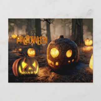 Halloween Very Scary Carved Pumpkins Postcard