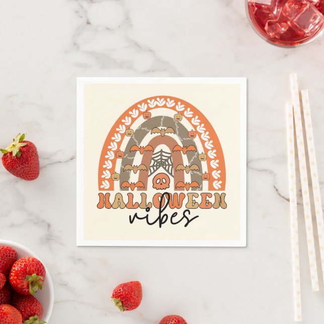 Halloween Vibes Boho Rainbow Fall Halloween Napkin (Insitu)