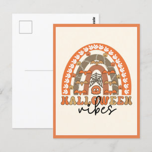 Halloween Vibes Boho Rainbow Fall Halloween Postcard