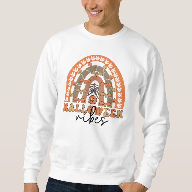 Halloween Vibes Boho Rainbow Fall Halloween Sweatshirt (Front)