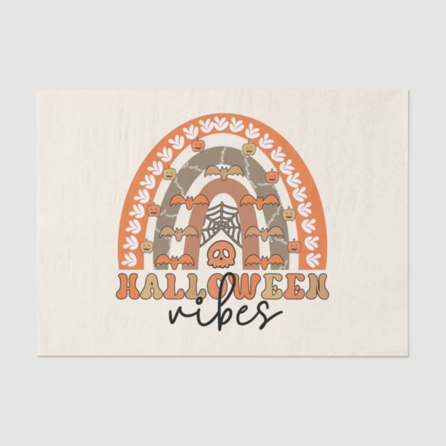 Halloween Vibes Boho Rainbow Fall Halloween Tissue Paper (Front)