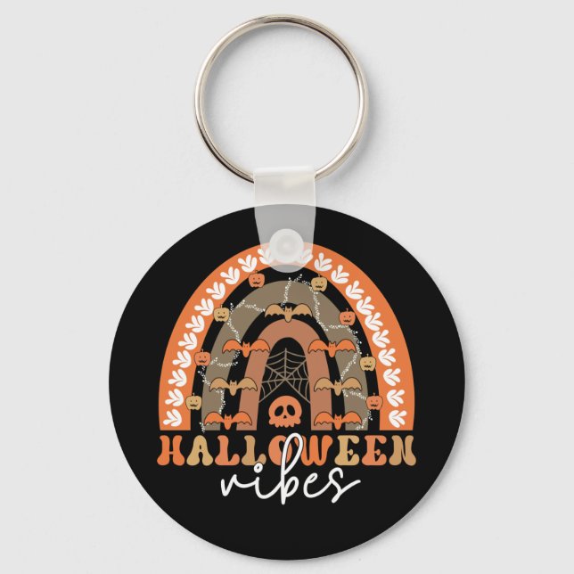 Halloween Vibes Boho Rainbow Fall Spooky Key Ring (Front)
