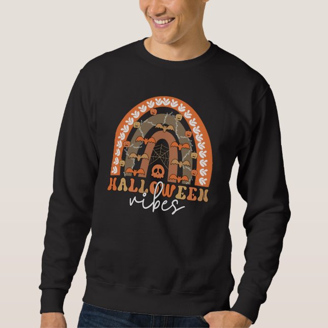 Halloween Vibes Boho Rainbow Fall Spooky Sweatshirt (Front)